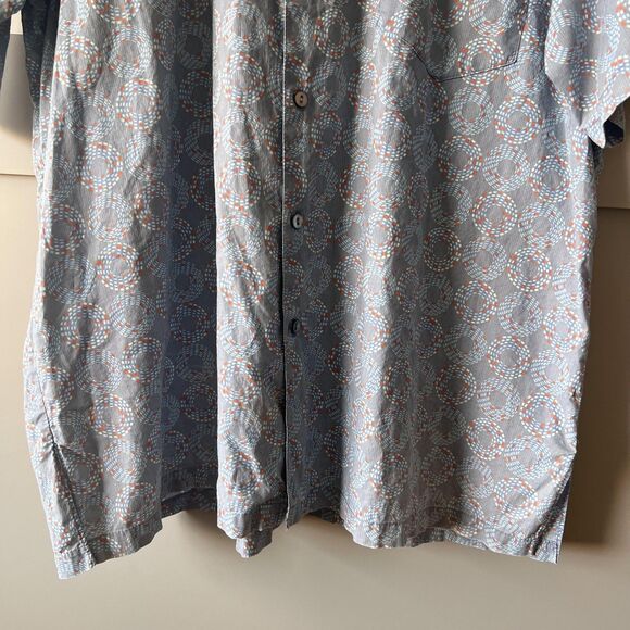 Tori Richard Shirt Mens XL Blue Cotton Button Up Short Sleeve Geometric Hawaiian - Picture 4 of 14